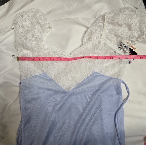 NEW Deadstock baby blue lace coquette sheer long nightgown‎ dress S/M - Picture 7 of 9